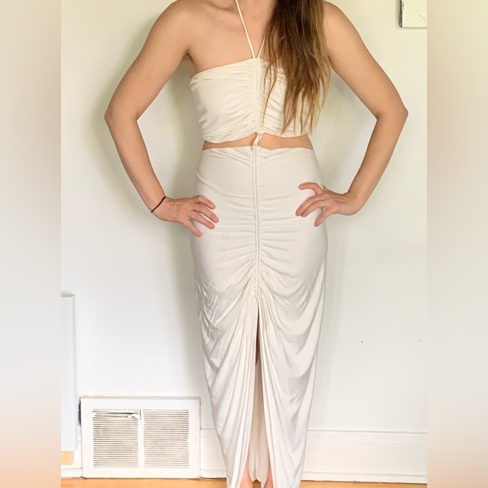 Dion Lee Ruched Cutout Halter Dress Size US